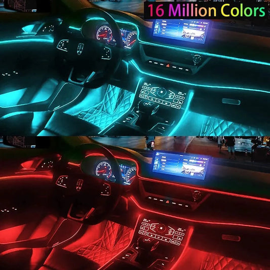 LED Car Interior Strip Lights RGB Kit With App Remote