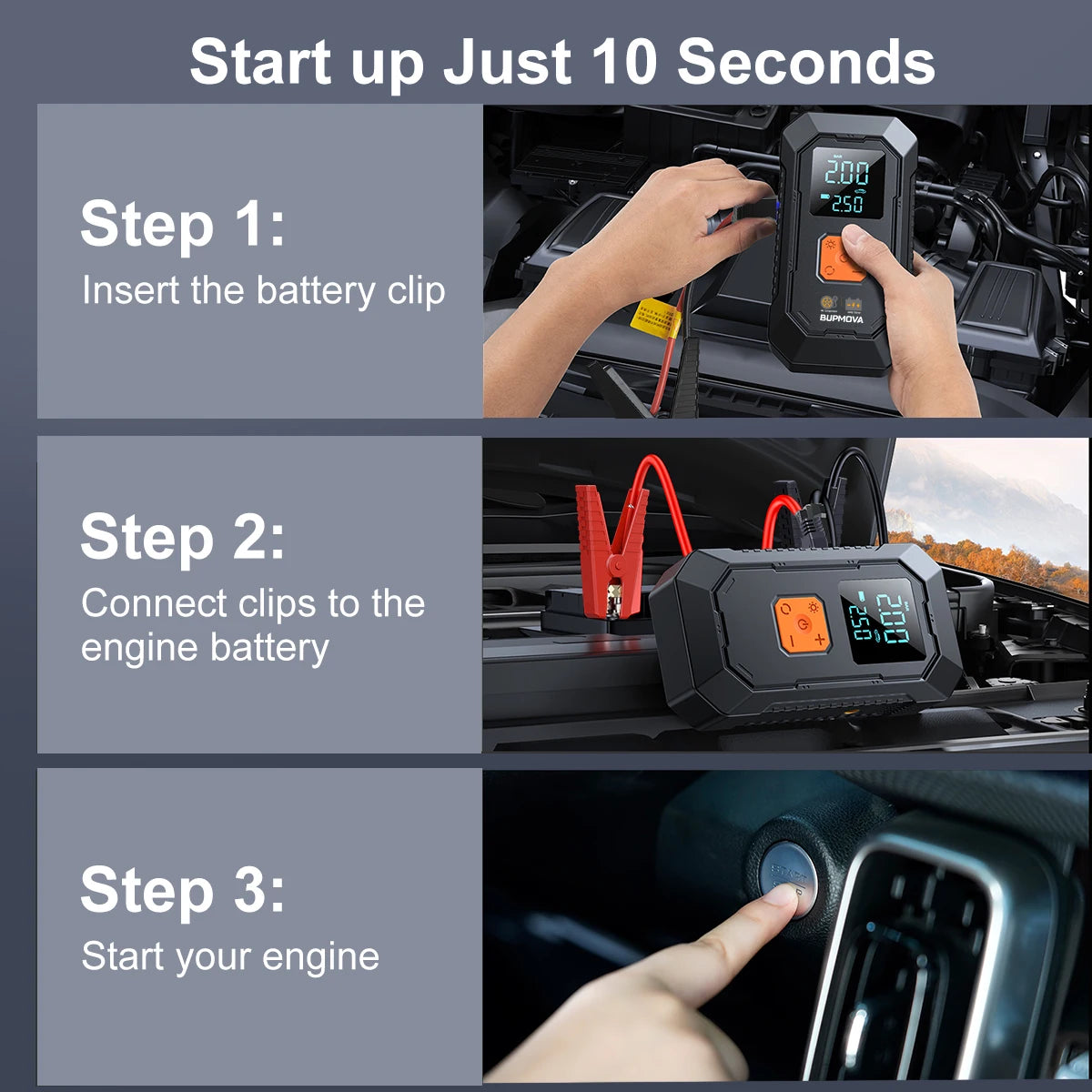 BSMOOM 4-in-1 Car Jump Starter Power Bank With Air Compressor