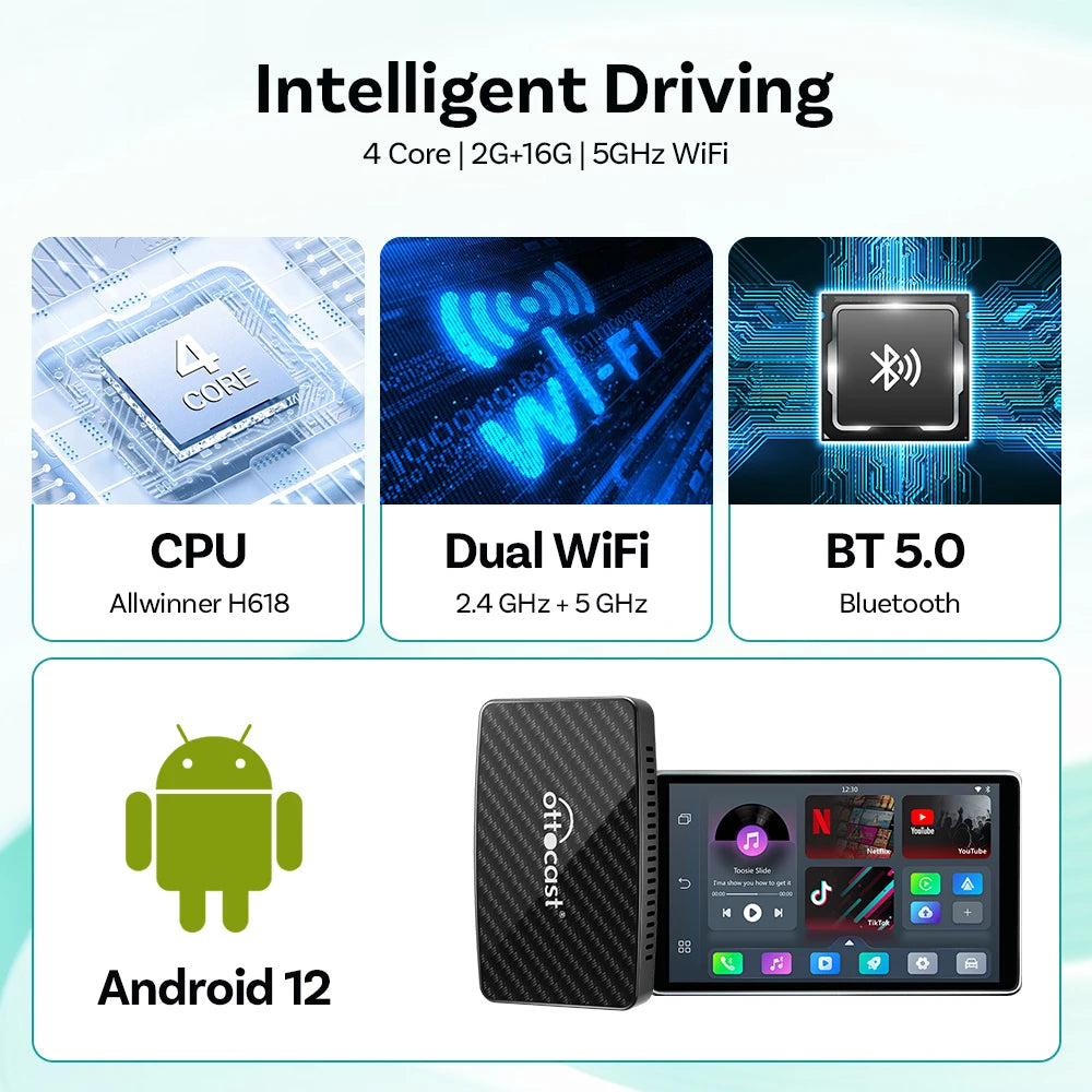 OTTOCAST Play2 Wireless CarPlay Adapter Android Auto