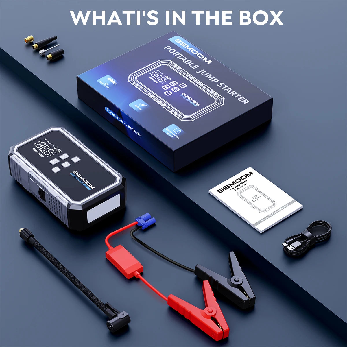 BSMOOM 4-in-1 Car Jump Starter Power Bank With Air Compressor