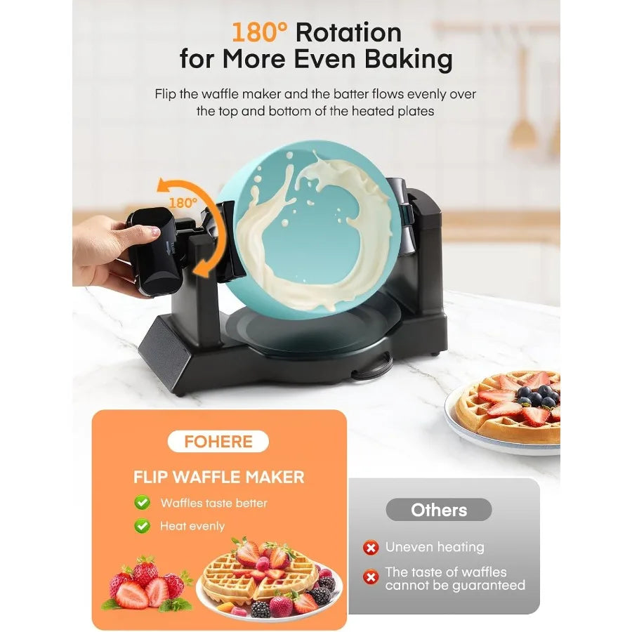 MDNG 1400W Double Belgian Waffle Maker With 180 Flip Function