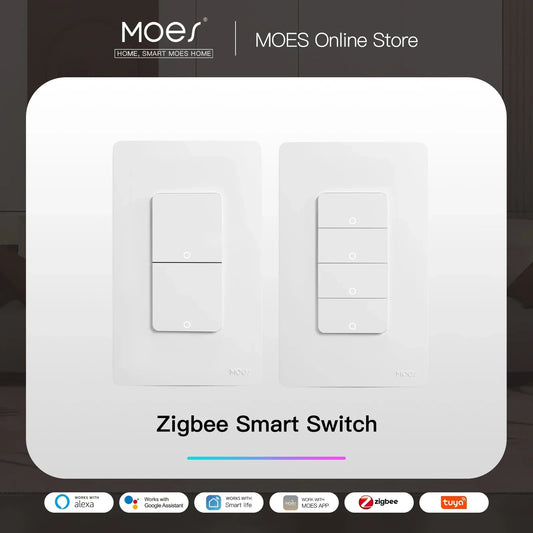 MOES ZigBee Smart Light Switch US Push Button Wall Alexa