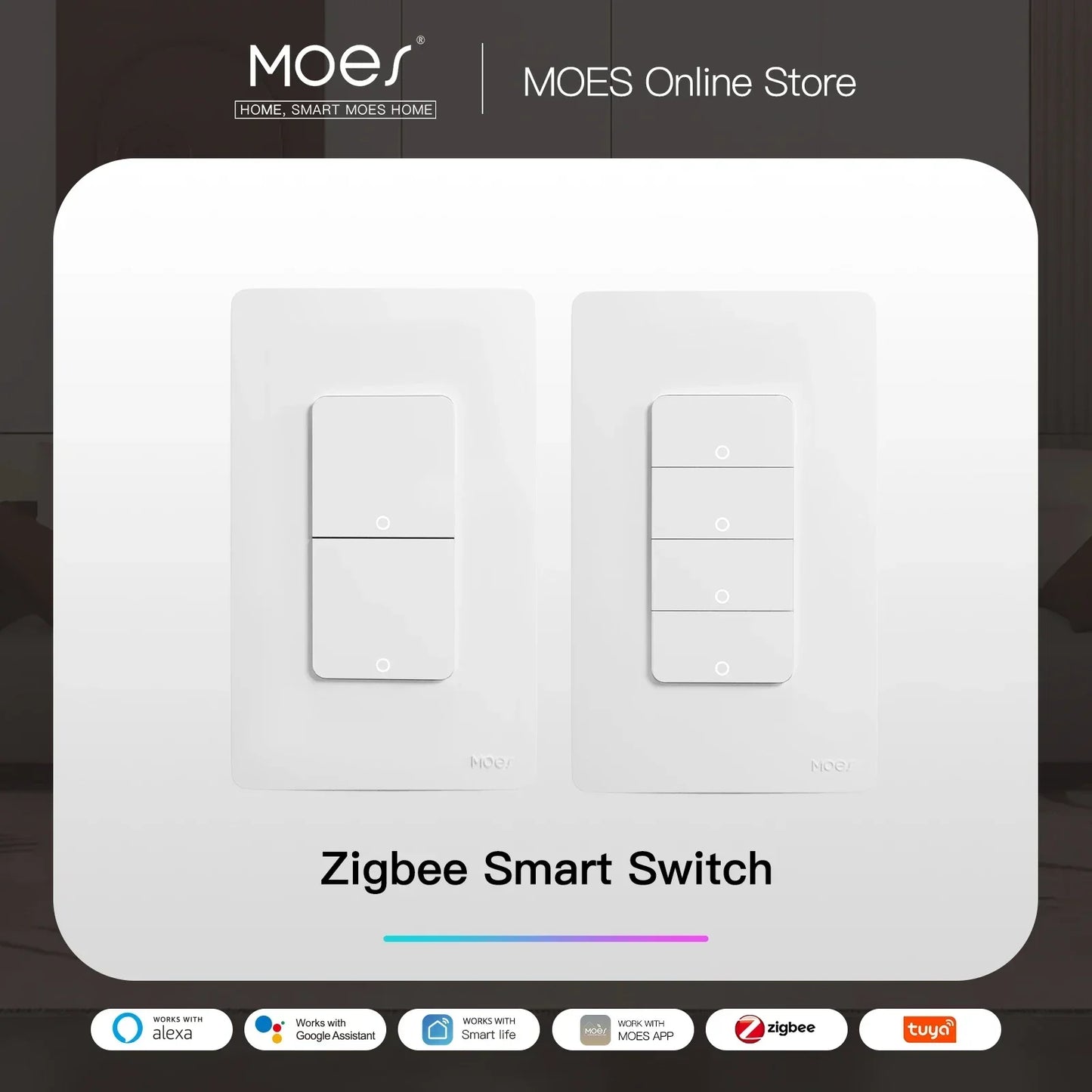 MOES Tuya ZigBee Smart Light Switch Push Button Wall Switch