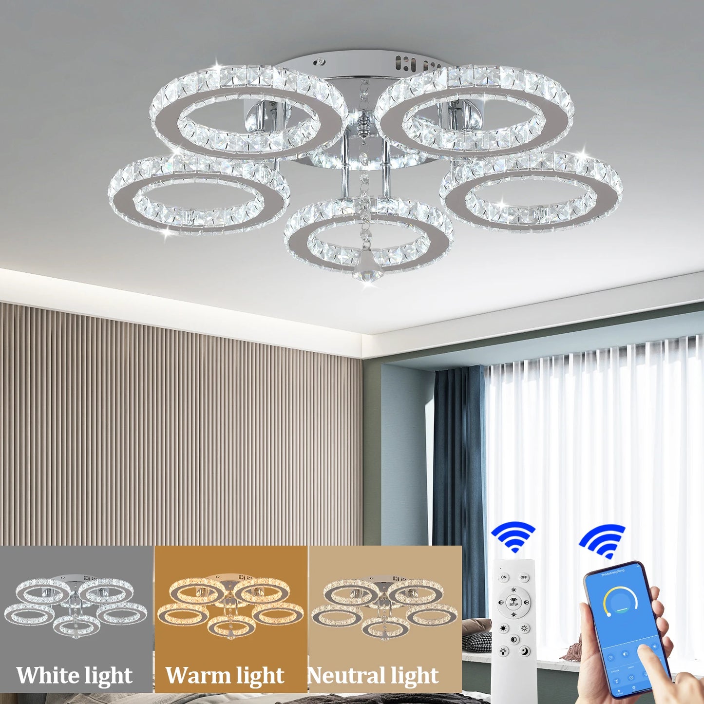 Crystal LED Ceiling Lamp With Remote Control Chandelier