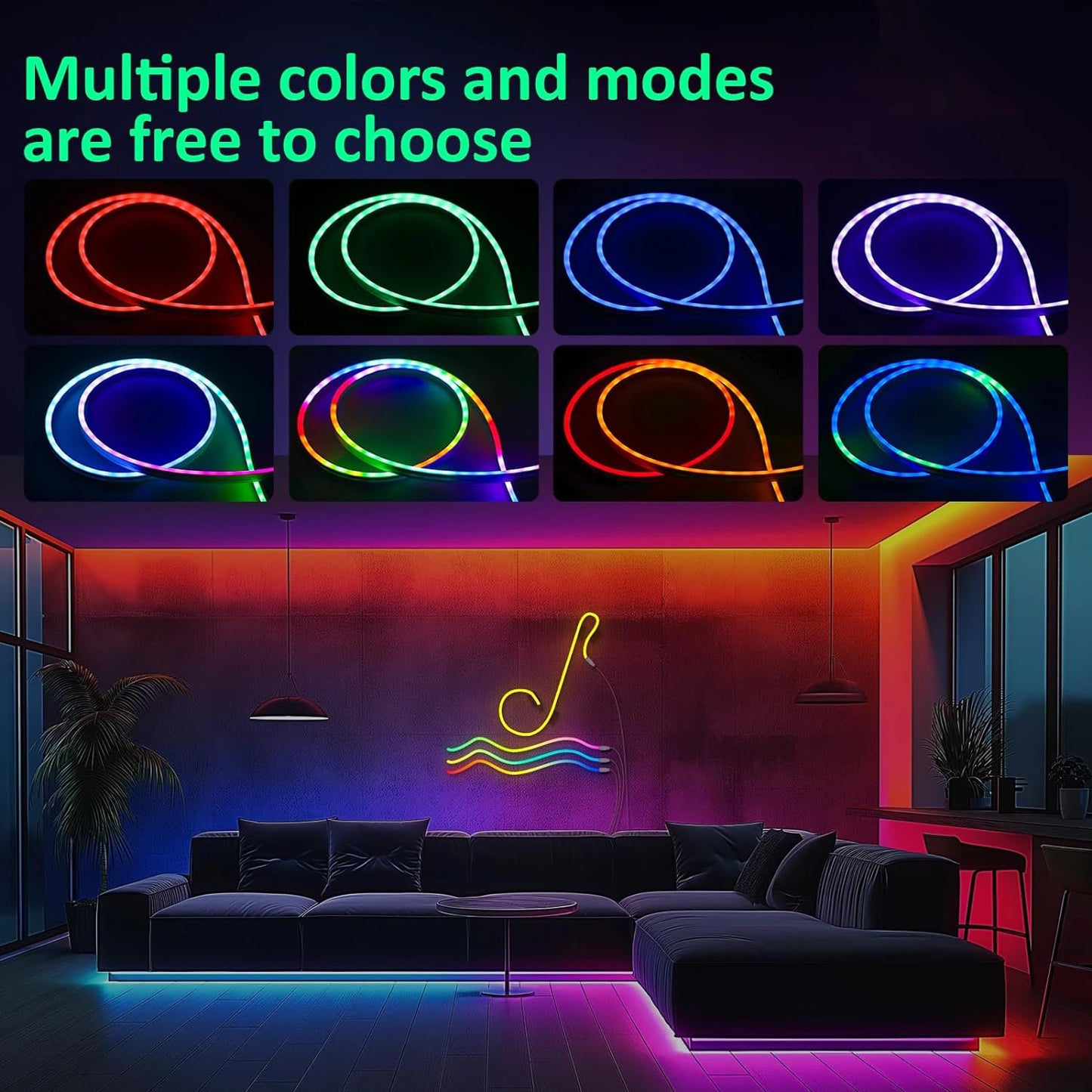 Neon LED Rope Lights Bedroom RGB Strip With Remote App