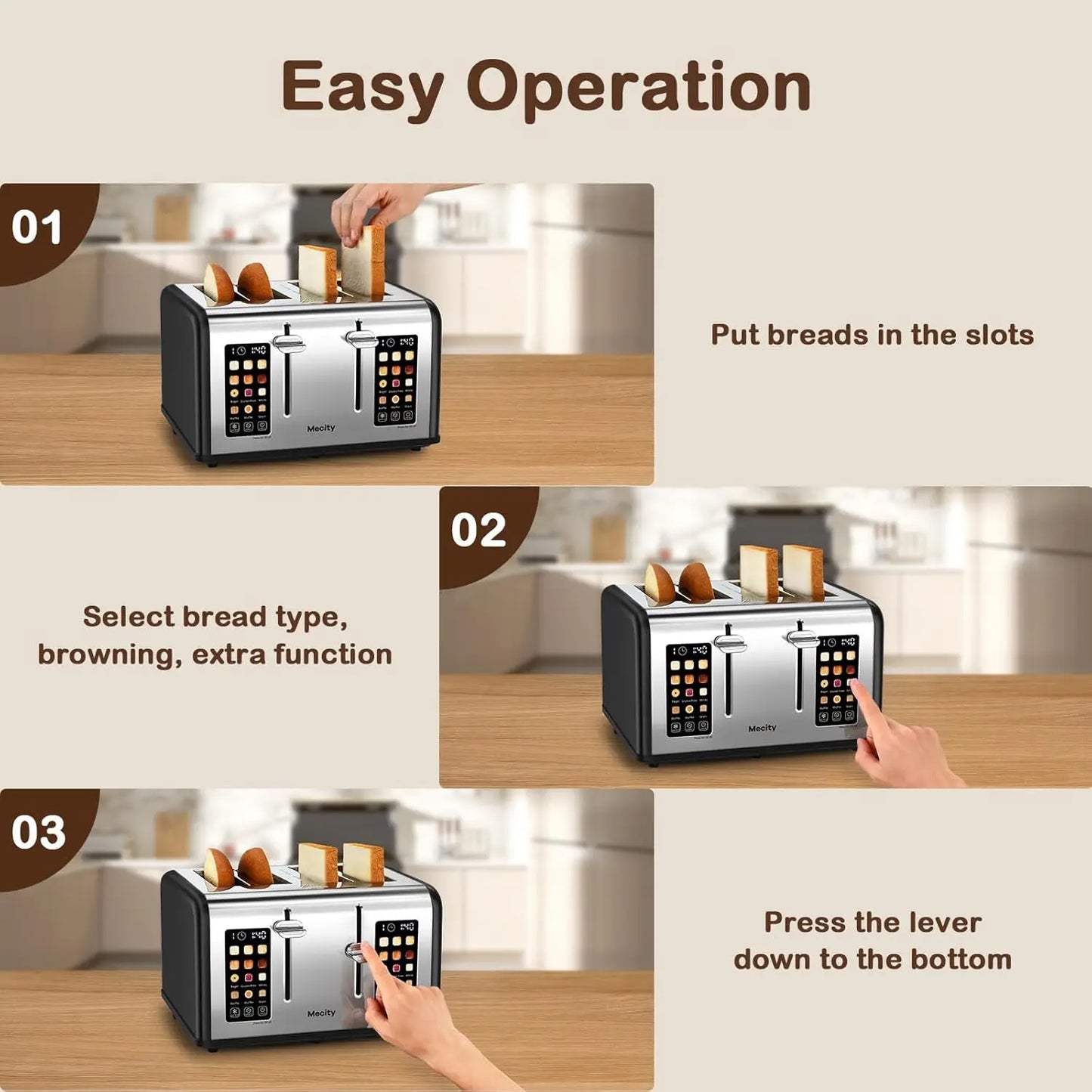 Iosn Toaster With Touch Screen Control Stainless Steel