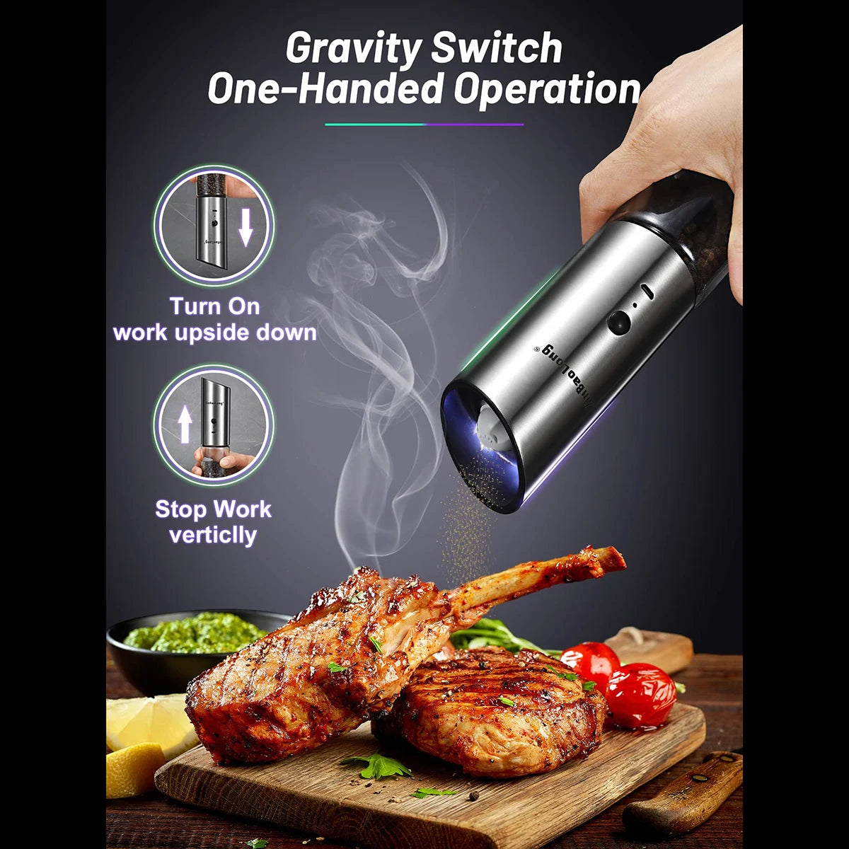 Herb and Spice Tools Salt Pepper Grinder USB Rechargeable