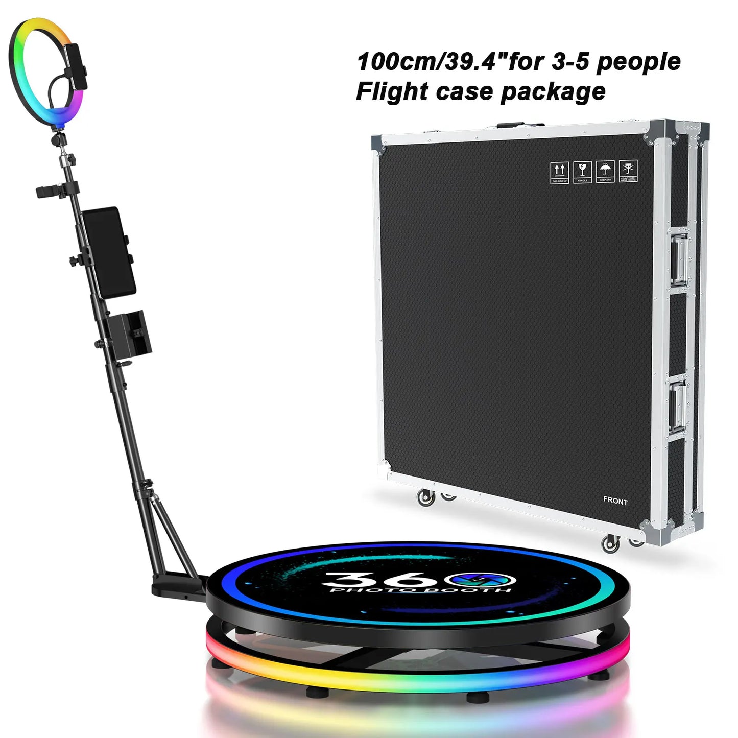 360 Photo Booth Flight Case RGB Ring Light App Remote