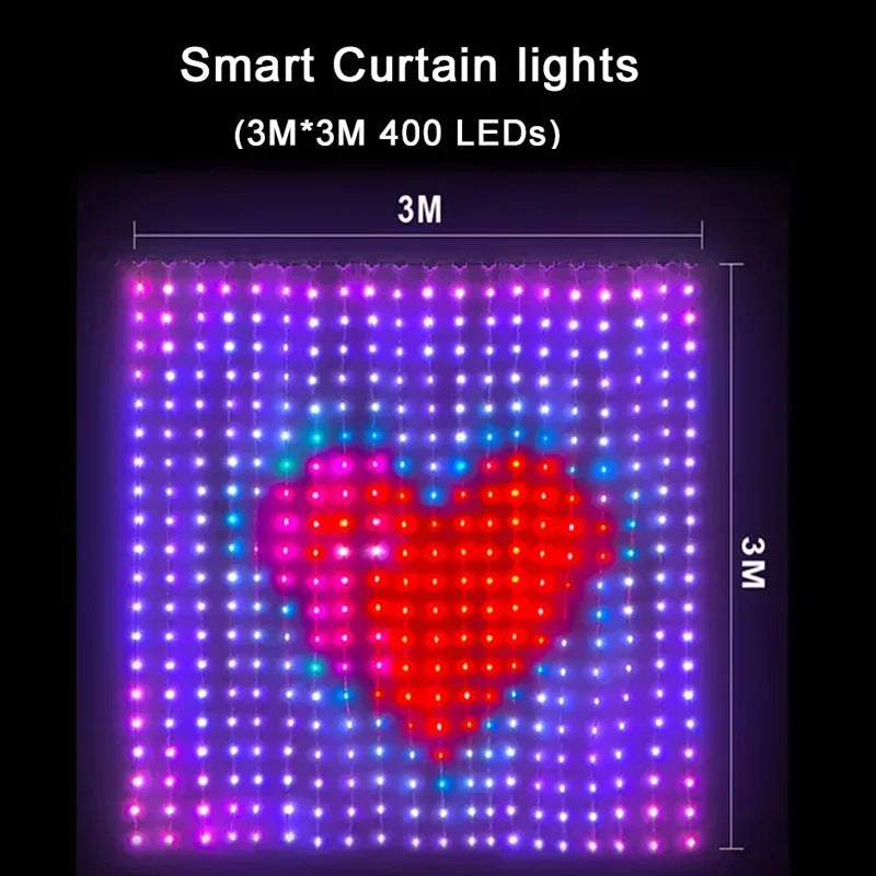 GCTECHING 400 LED Smart Curtain Lights With App Control