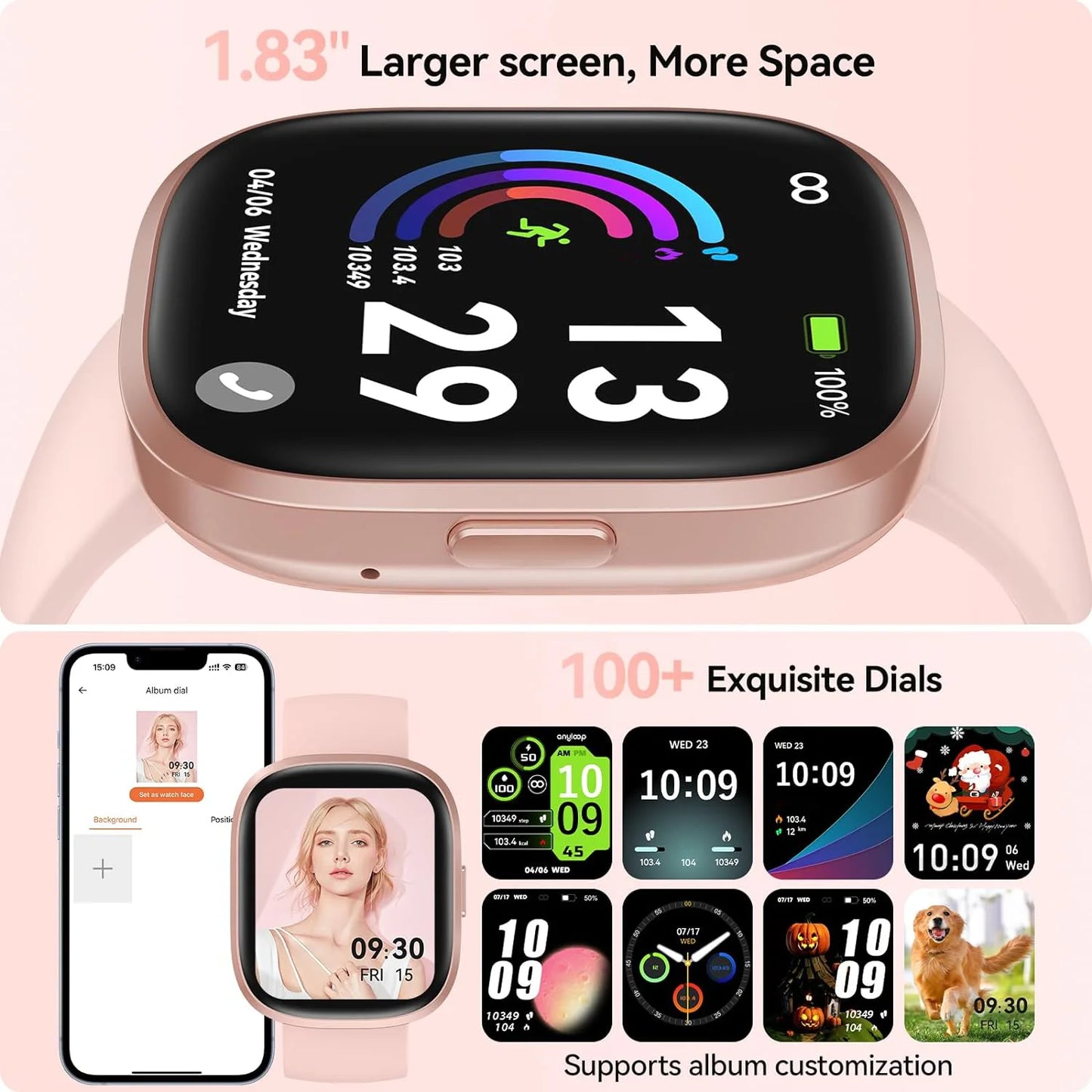 Anyloop Smartwatch Fitness Tracker Sleep Monitor Bluetooth 5.3