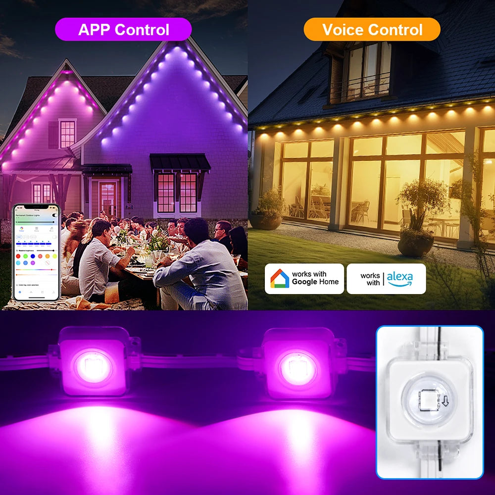 Aiopp Smart RGBIC Outdoor Lights IP67 Waterproof 72 Scene Modes