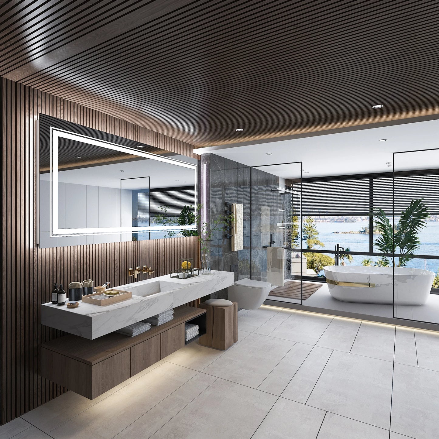 Extra Large Rectangular LED Vanity Mirror Backlit Anti Fog