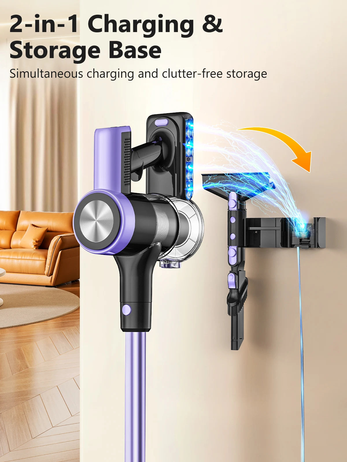 SUXIANGVACC Cordless Vacuum Cleaner 500W 46KPa Self Standing HighEfficiencyPetHairRemoval