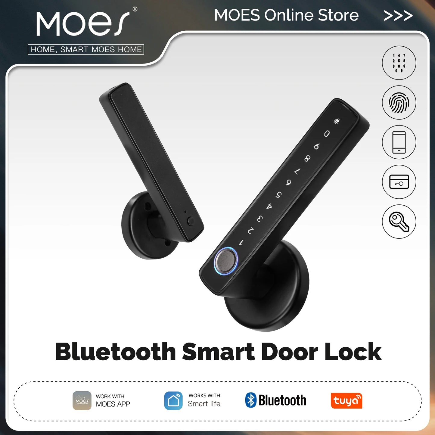MOES Tuya Bluetooth Fingerprint Door Lock APP Remote Unlock