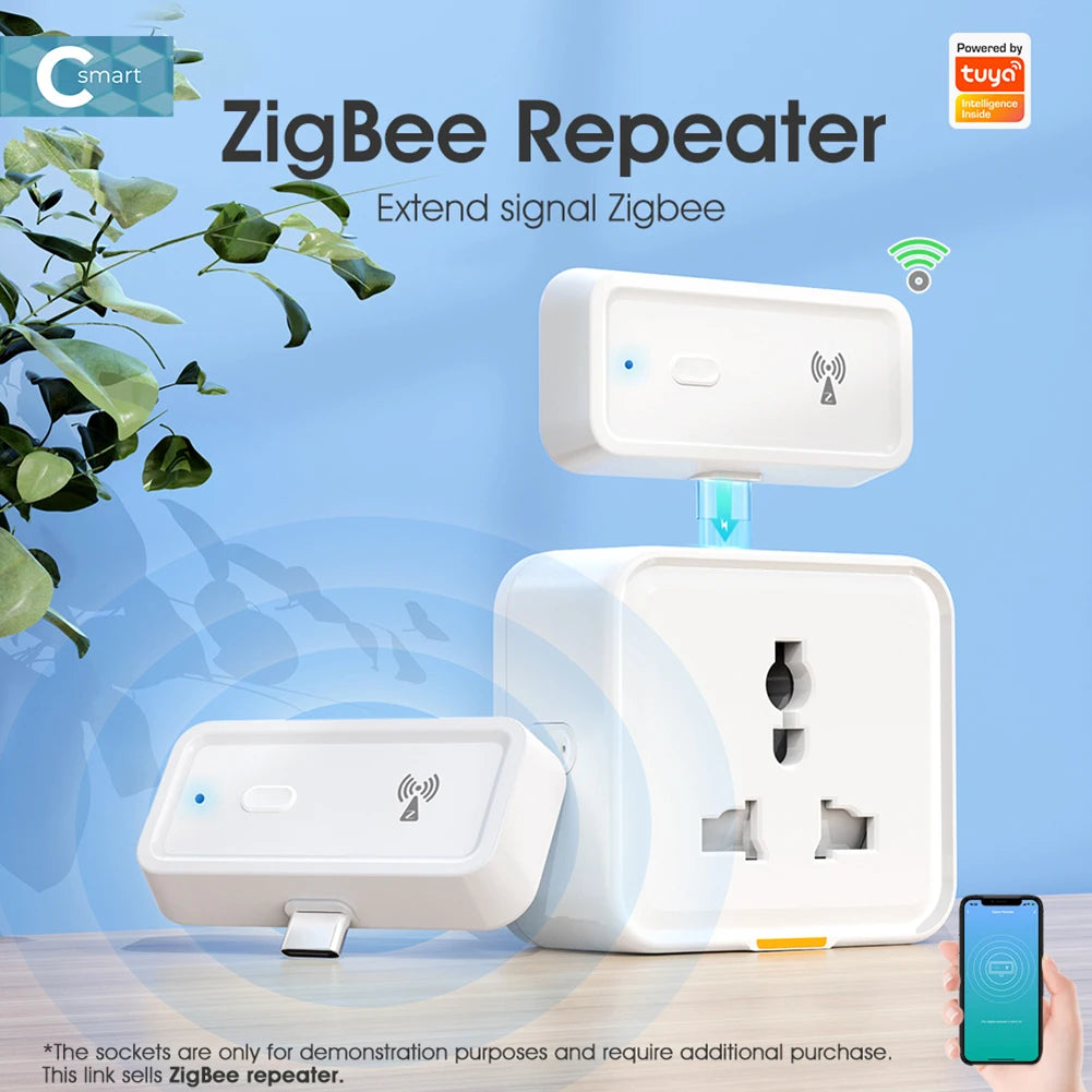 ZigBee Signal Repeater Works with ZigBee Gateway Hub Type C Range Extender Output Power Up To 20db Smart Home Automation Devices