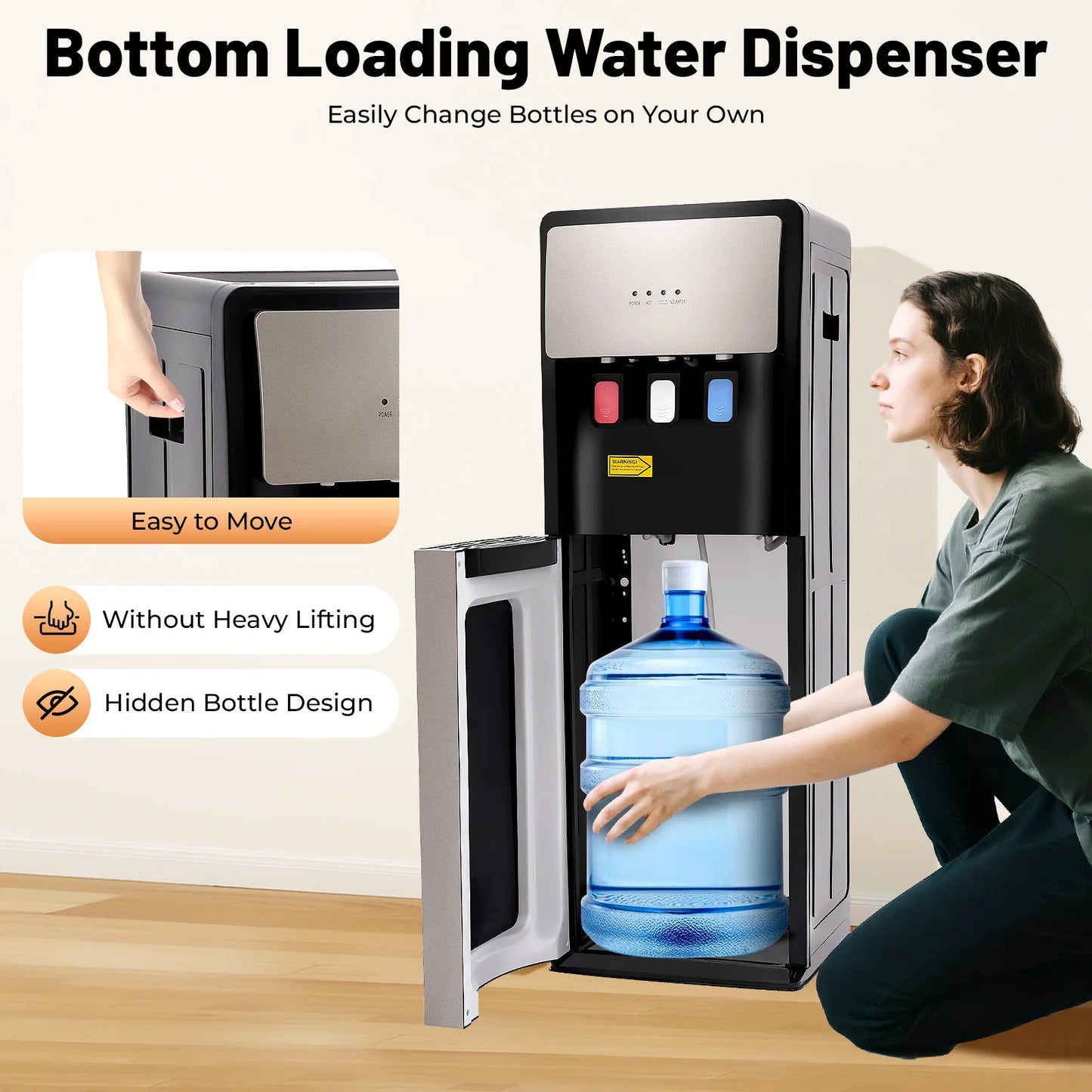 High-Concerned Chemical Bottom Load Water Dispenser Hot Cold 3 Modes