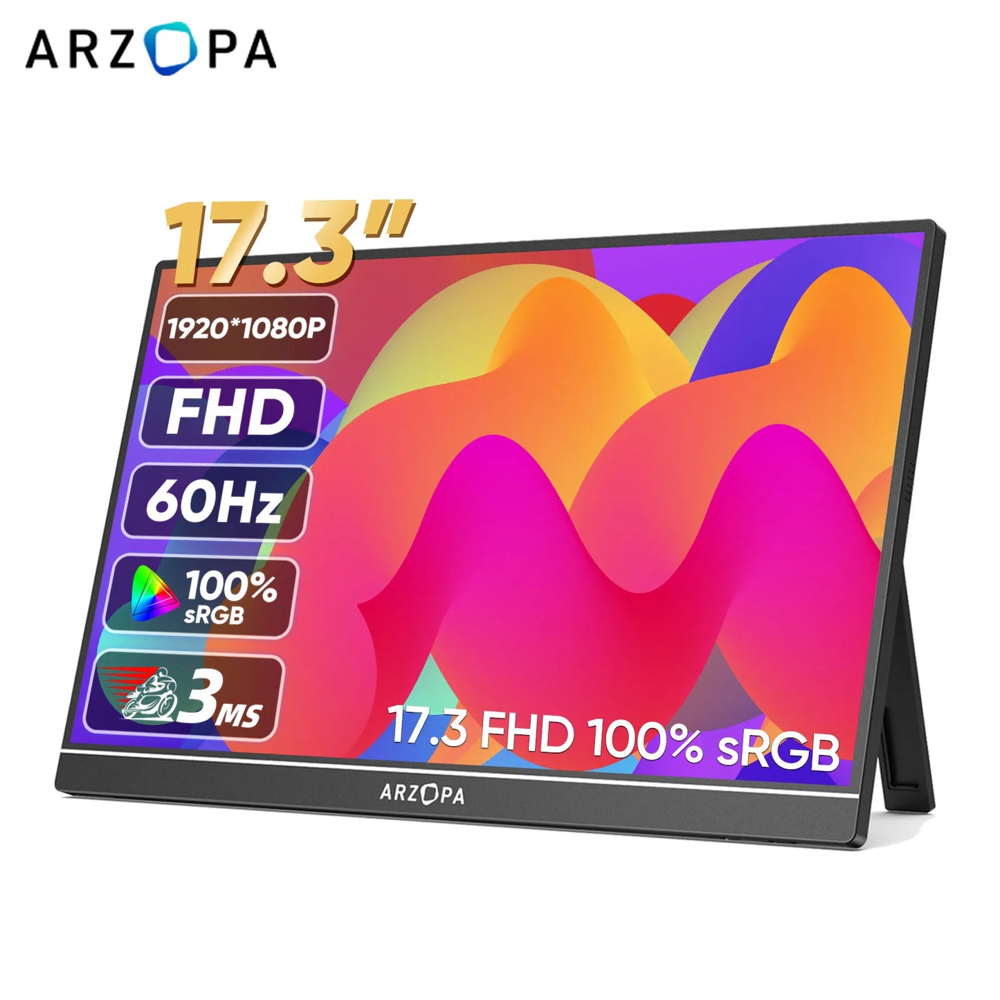 Arzopa 17.3 Inch FHD Portable Monitor USB C HDMI IPS