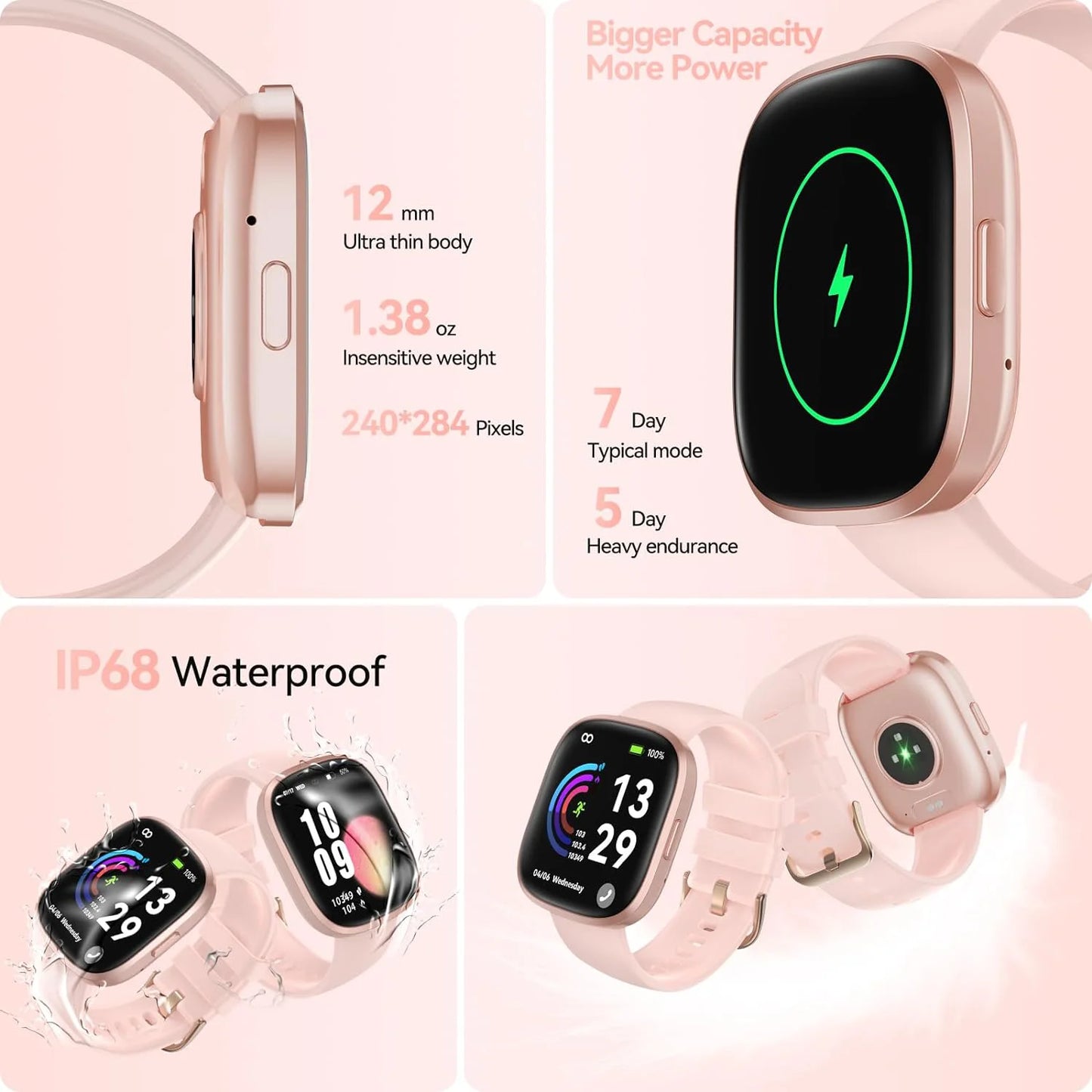 Anyloop Smartwatch Fitness Tracker Sleep Monitor Bluetooth 5.3