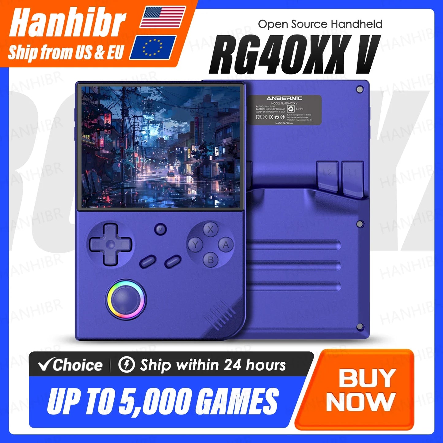 Anbernic RG40XXV Handheld Game Console 4 Inch IPS Screen