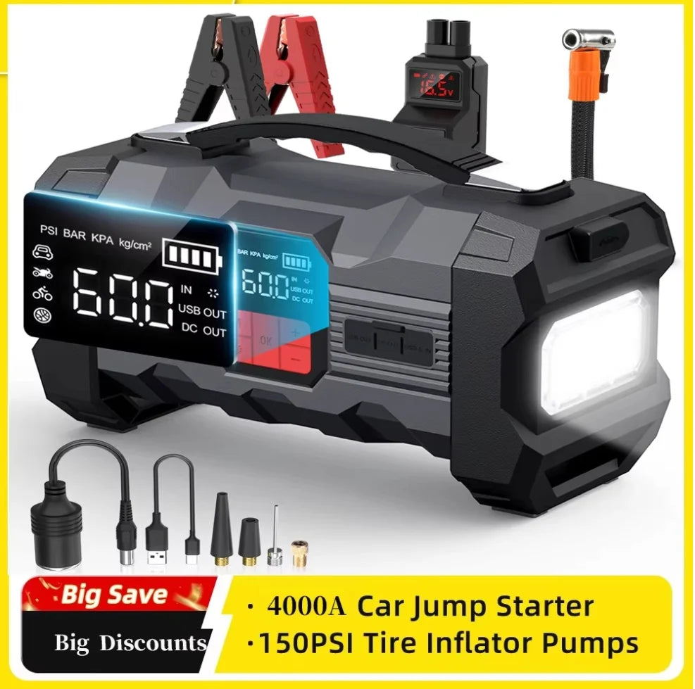 Biuble 8000A Jump Starter 26800mAh USB LED Light For Cars