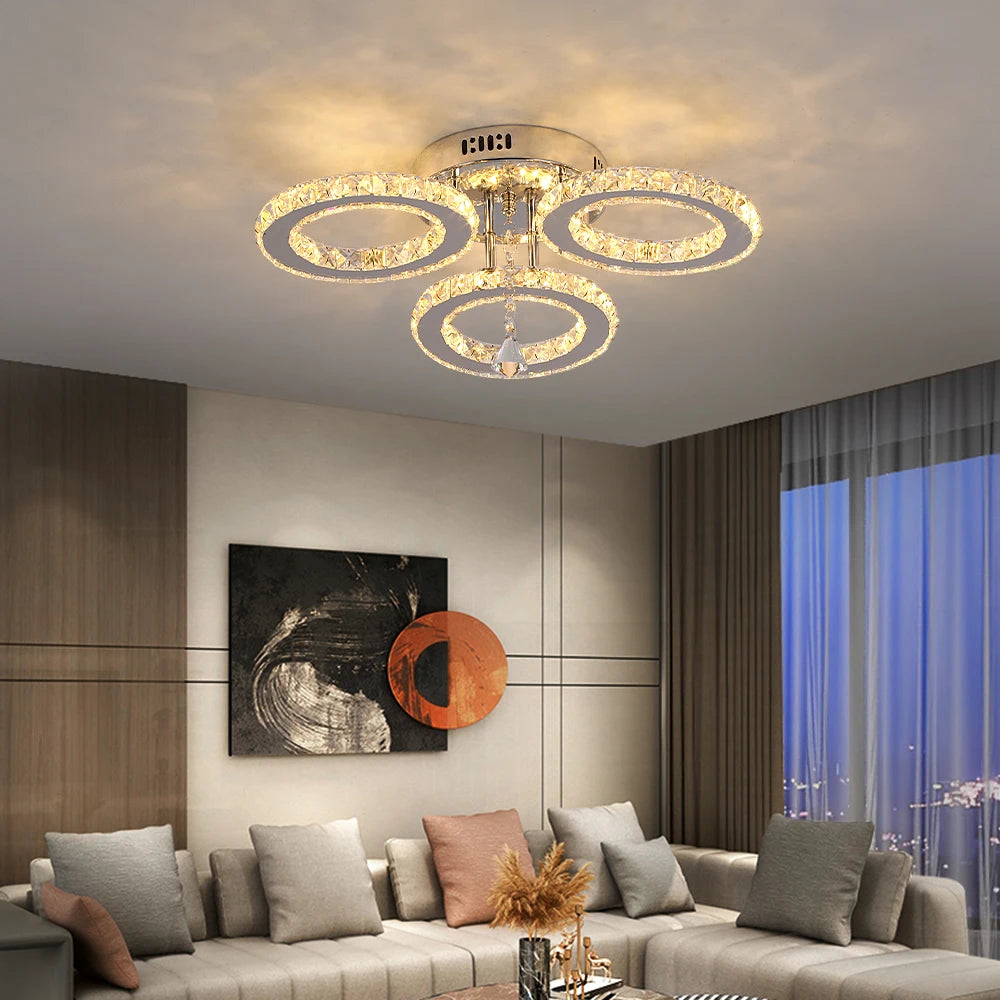 Crystal LED Ceiling Lamp With Remote Control Chandelier