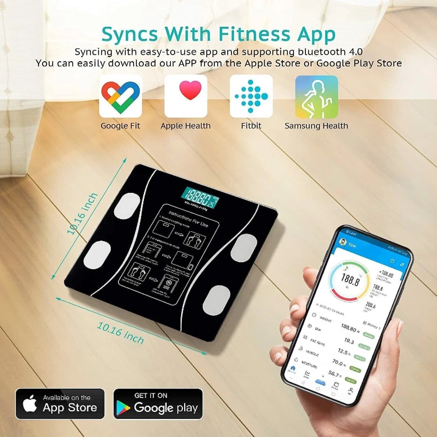 Rechargeable Body Fat Scale With Large Display And App