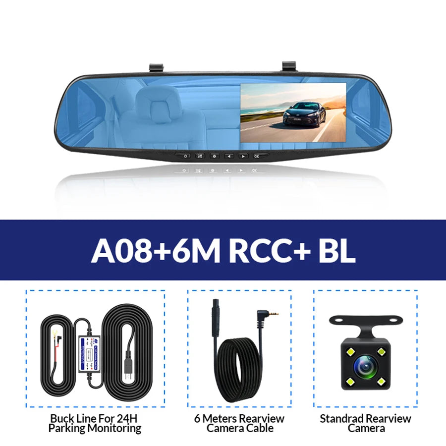 E Ace Dash Cam Four Point Three Inch DVR Mirror Dual Lens