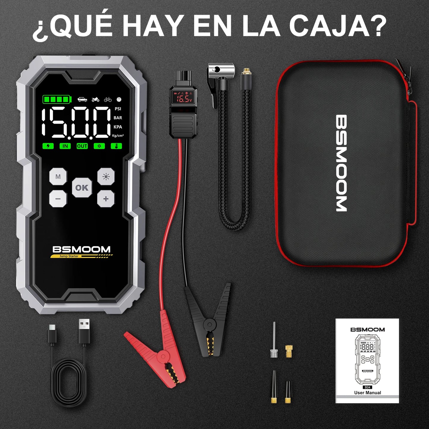 Biuble 8000A Jump Starter 26800mAh USB LED Light For Cars