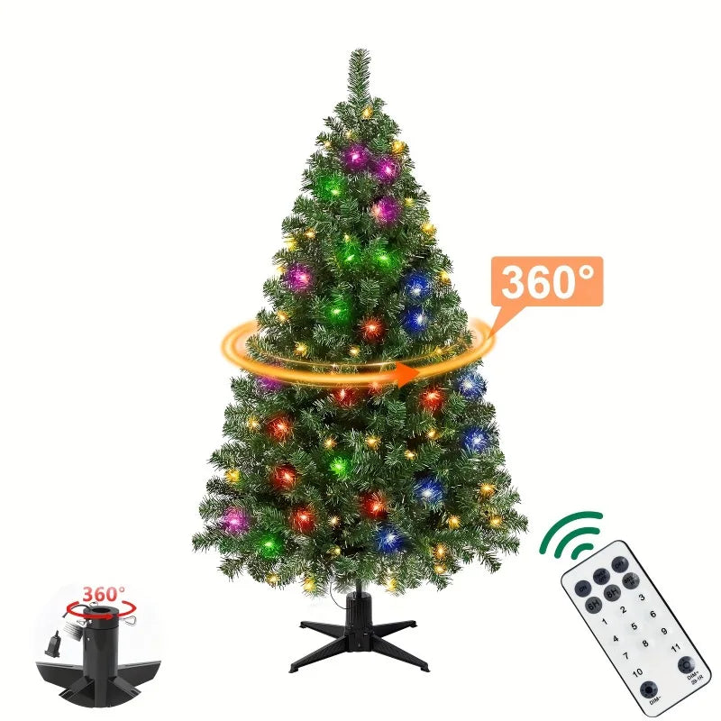 Auto Spinning RGB Christmas Tree Lights With Remote Control 11 Modes 300 LED