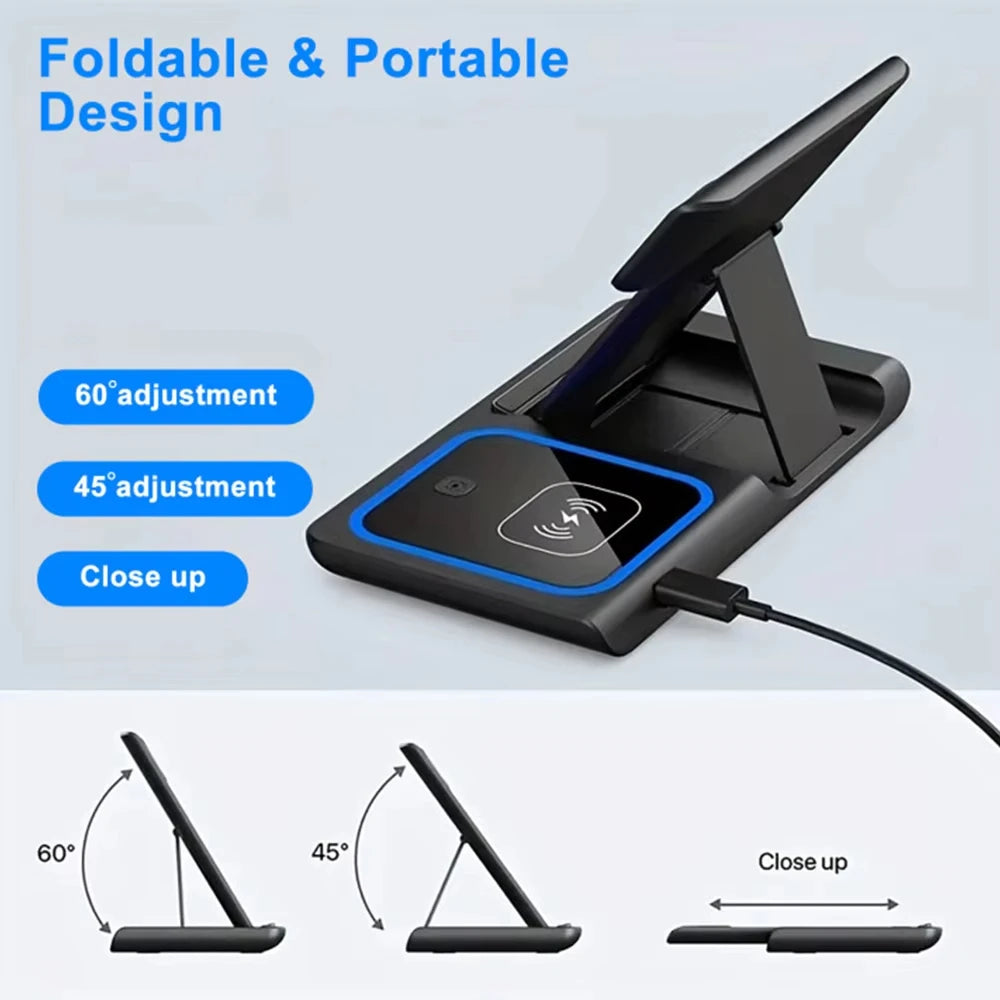 Foldable 3 In 1 Wireless Charger Stand For iPhone Watch