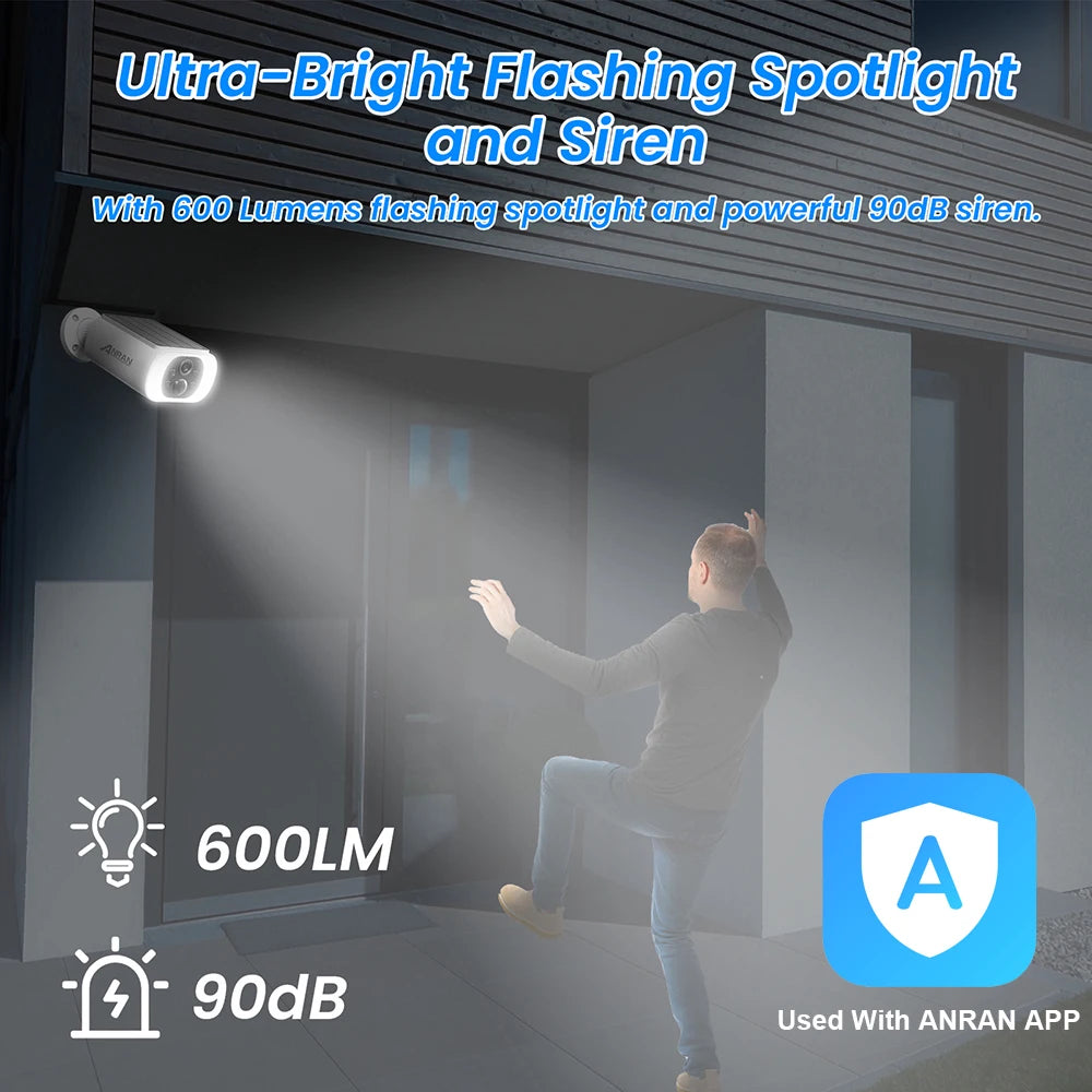 ANRAN Outdoor Wireless Camera 2.4GHz 3MP Solar Floodlight