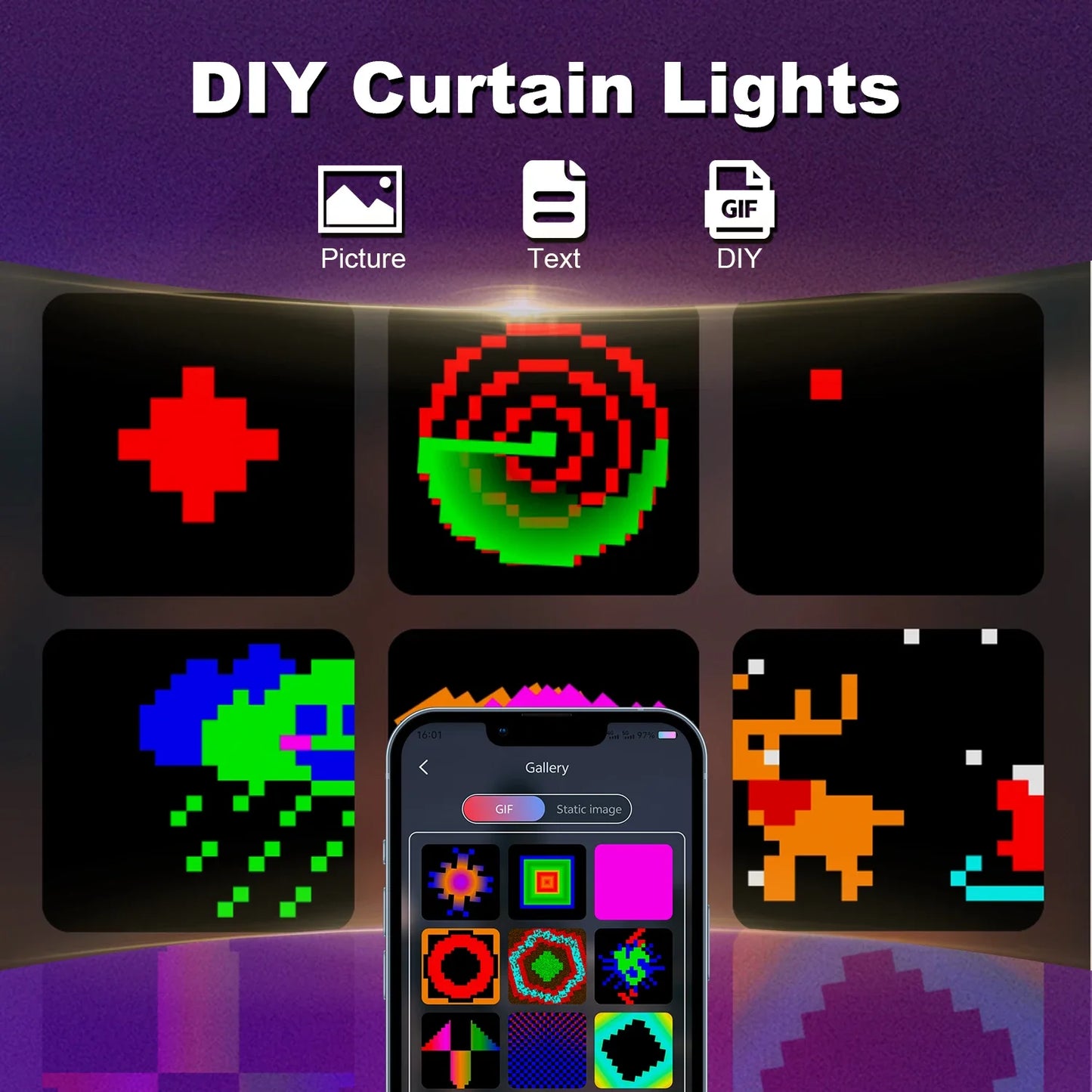 GCTECHING 400 LED Smart Curtain Lights With App Control