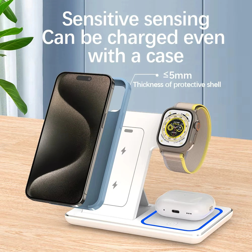 Foldable 3 In 1 Wireless Charger Stand For iPhone Watch