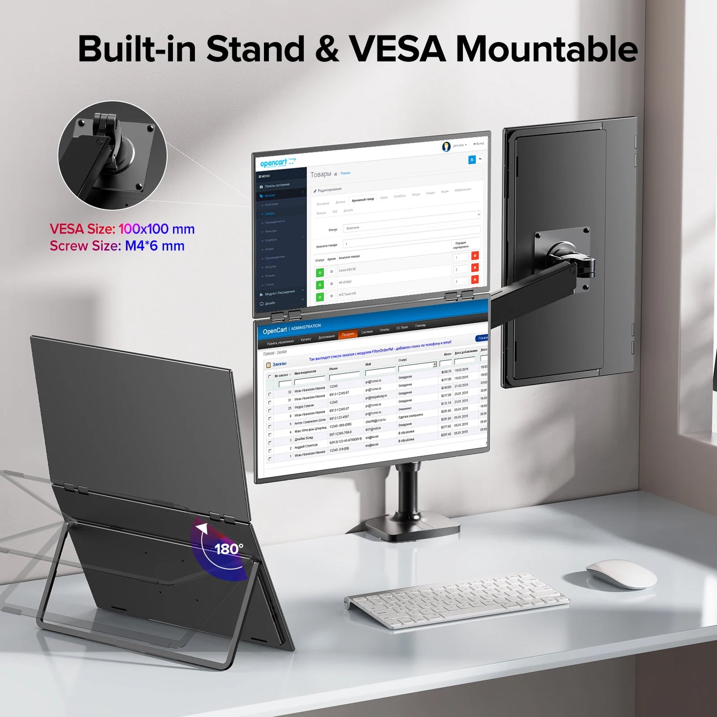 23.8 Inch Dual Screen Monitor 100Hz HDR 360 Foldable