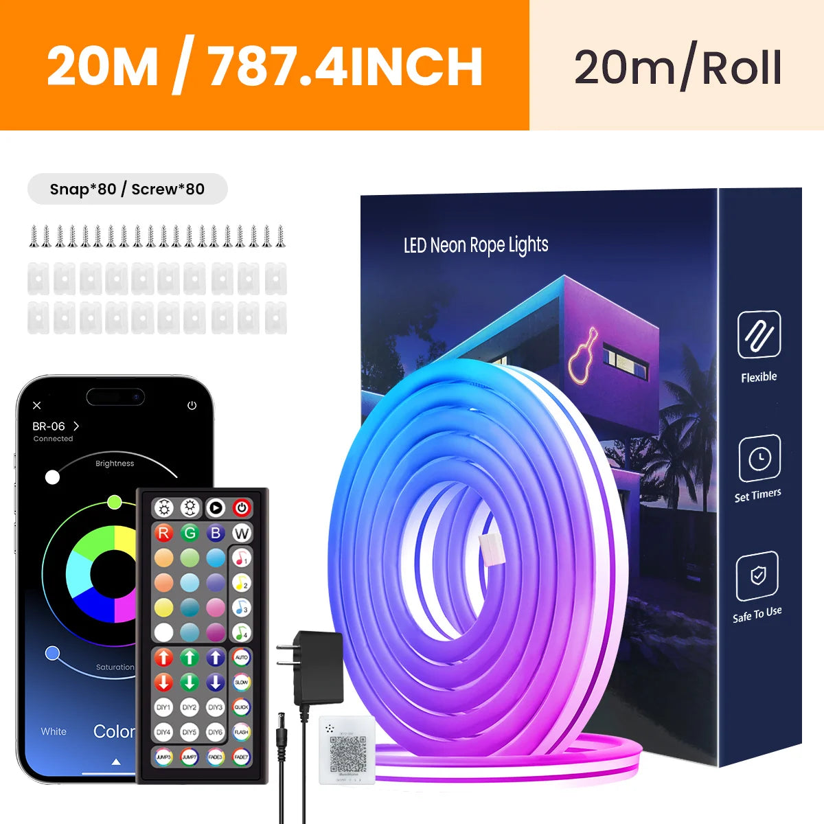 Neon LED Rope Lights Bedroom RGB Strip With Remote App