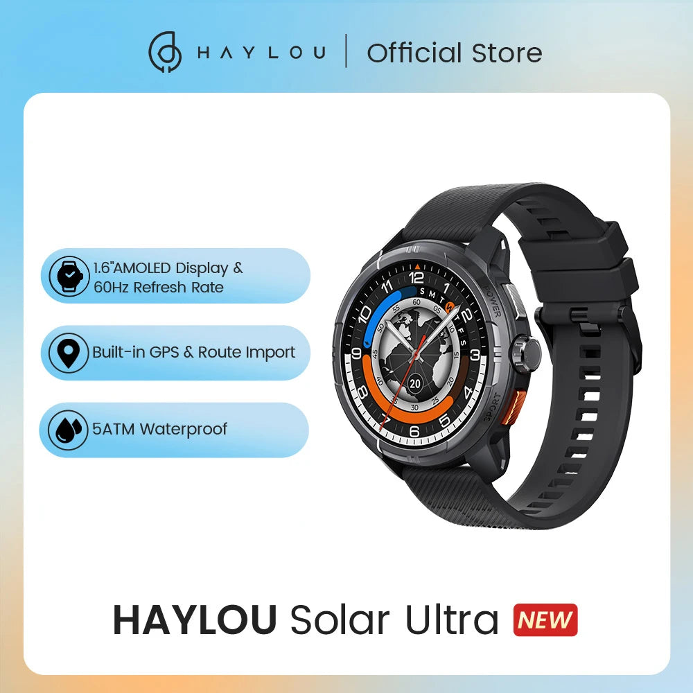 Haylou Solar Ultra GPS Smartwatch 1.6 Inch AMOLED Display
