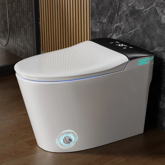 Elongated Smart Toilet With Bidet Foam Dispenser Dual Flush