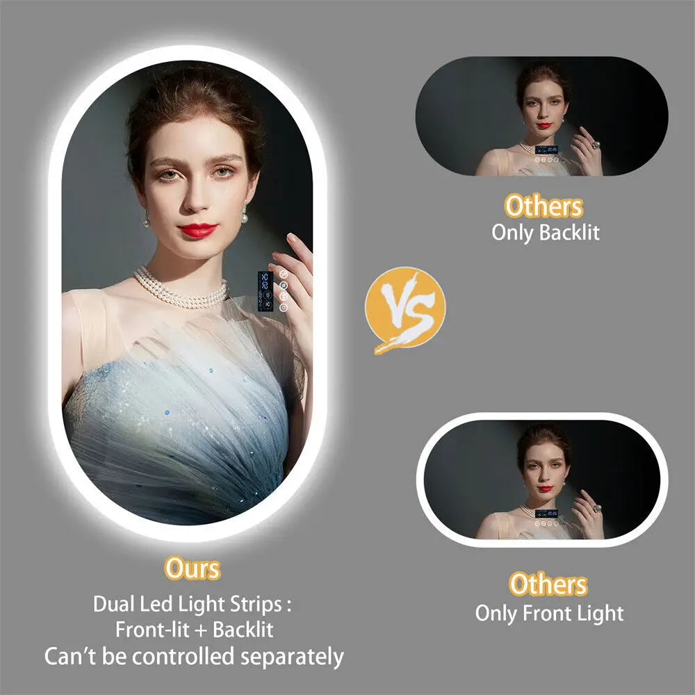 Oval Bathroom LED Vanity Mirror Wall Mount With Bluetooth
