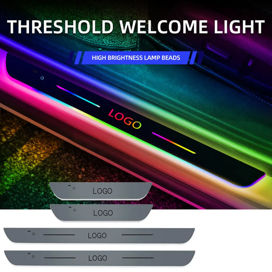 4pcs Car LED Welcome light Door Threshold Welcome Decorative lights Auto Pedal LED Atmosphere lights RGB Interior Light Strip