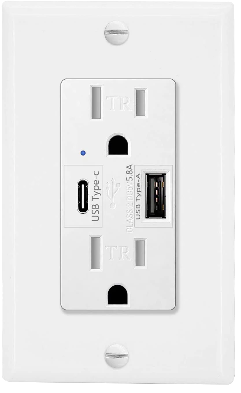 NineLeaf Dual USB Type C Wall Socket With LED Indicator