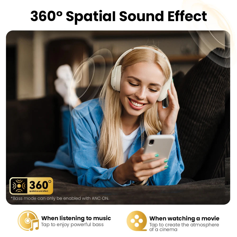 Haylou S30 ANC Headphones Bluetooth 5.4 40mm Driver 80H