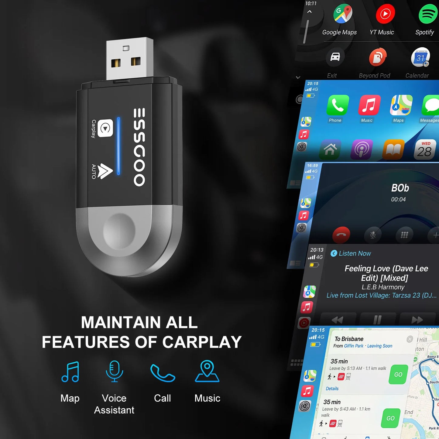 ESSGOO Wireless CarPlay Android Auto Universal Dongle
