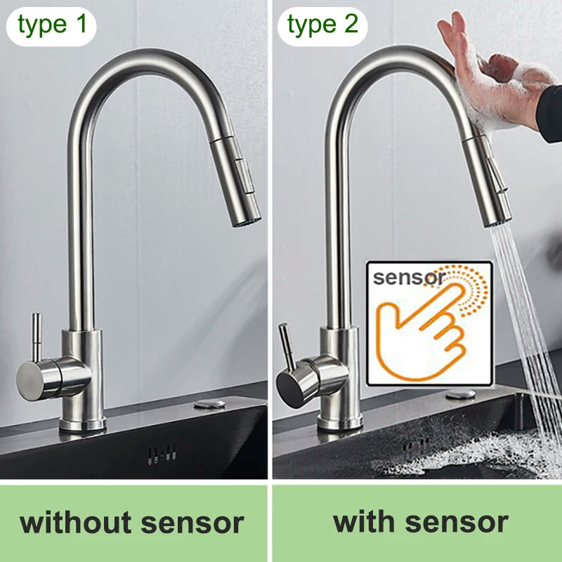 Teck Gadget Sensor Touch Kitchen Faucet With Pull Out Spout