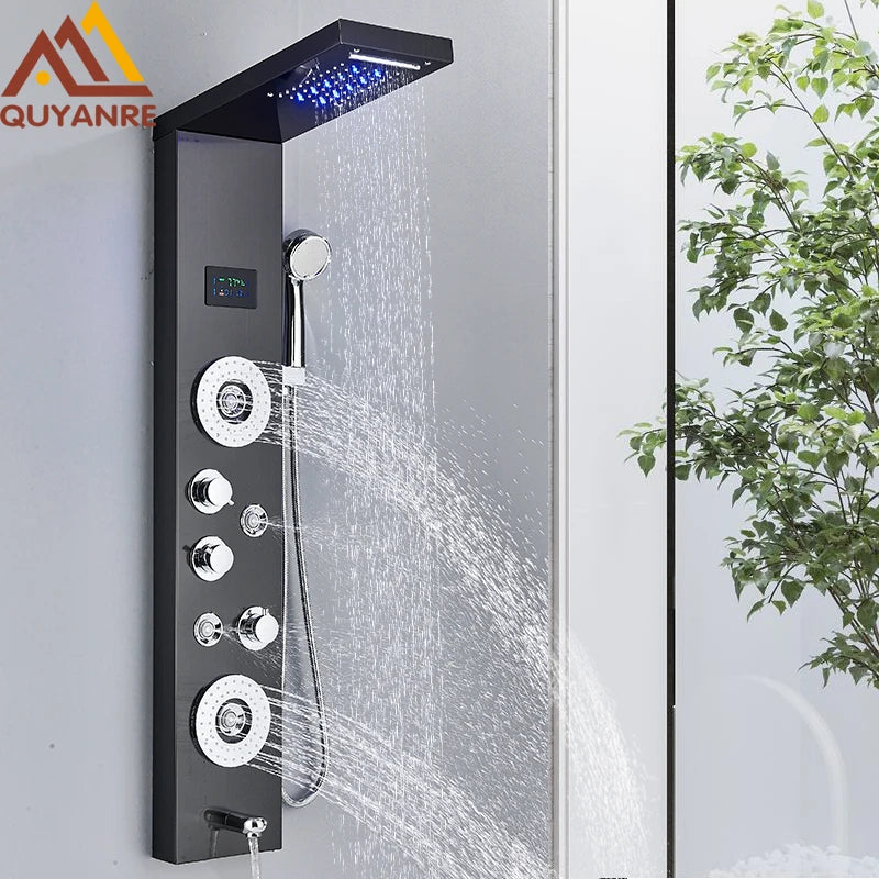 Led Shower Panel Tower System With Rainfall Massage Display