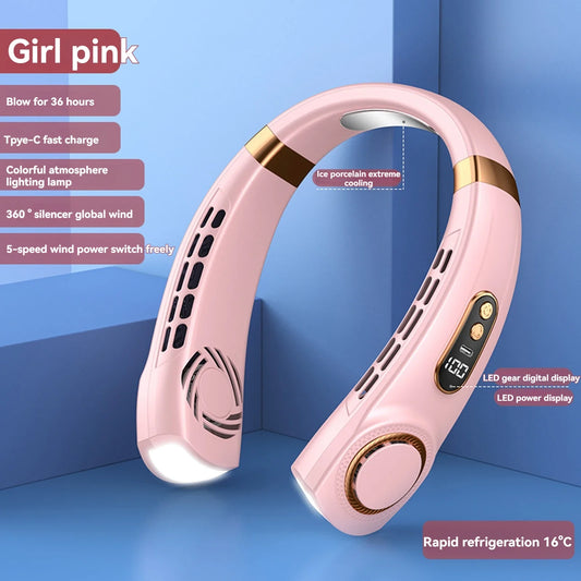 Hign-concerned Hanging Neck Fan Bladeless Portable Quiet