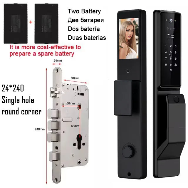 Alexa Voice Control Smart Door Lock Tuya APP 3D Face Recognition Electronic Digital Smart Door Lock With Camera