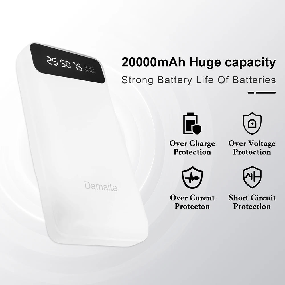 20000mAh Power Bank Portable Charger With Built In Cables