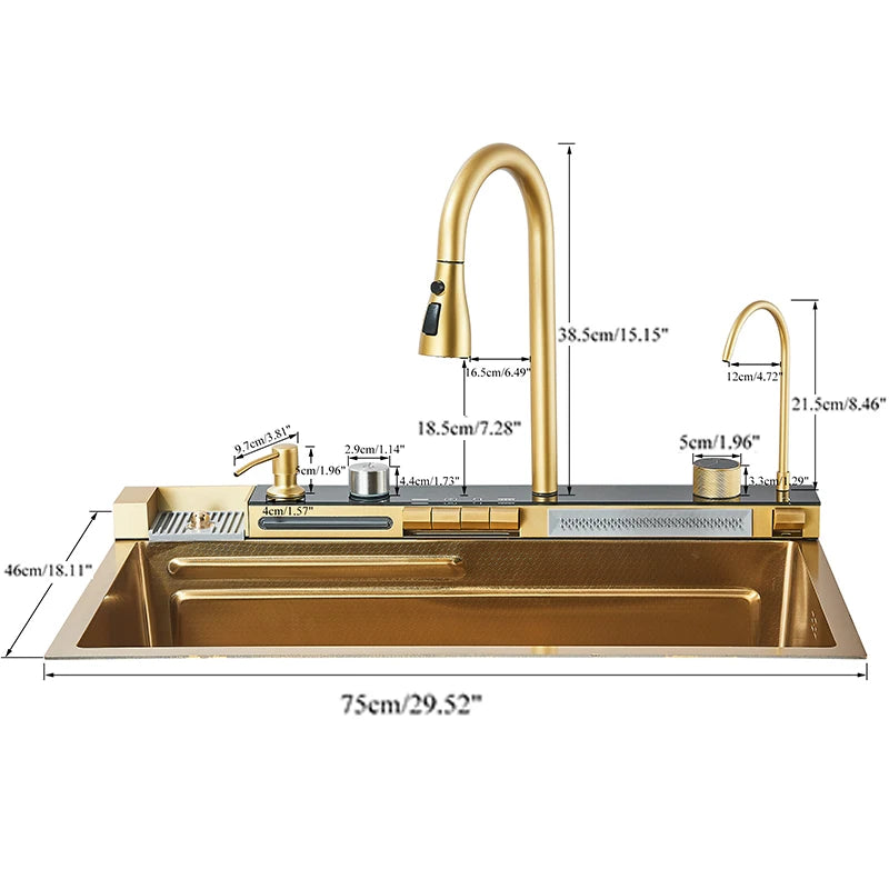 Golden Smart Digital Display Kitchen Sink Set Temp Control