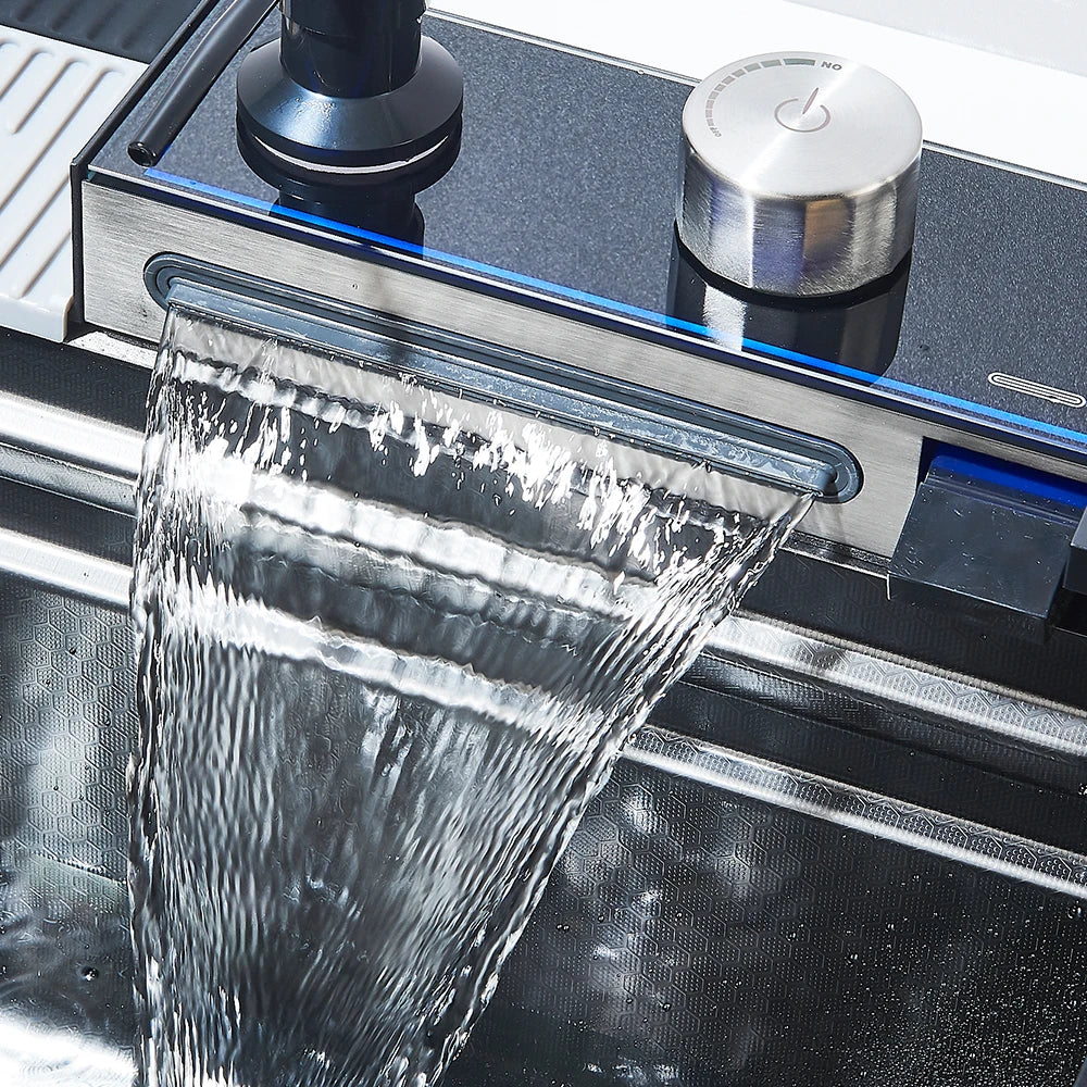 MYQualife Stainless Waterfall Sink Faucet SoapDispenser