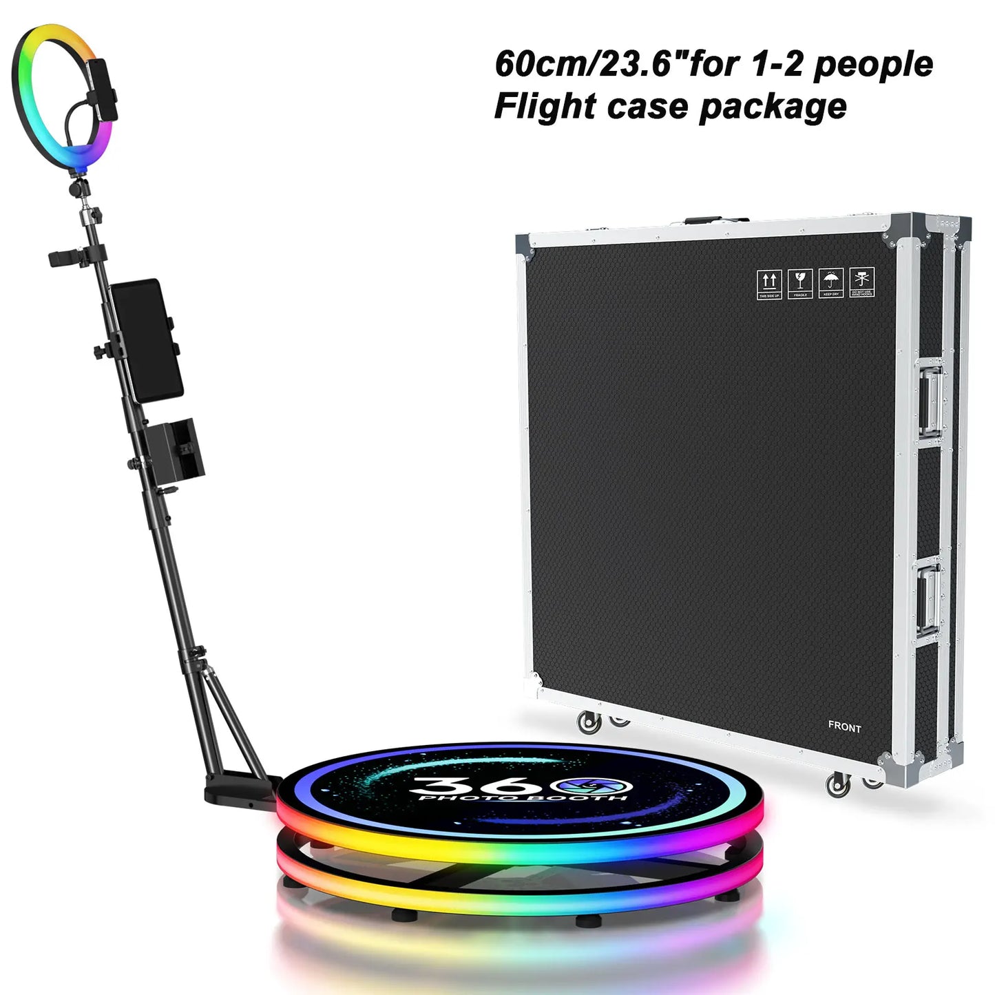 360 Photo Booth Flight Case RGB Ring Light App Remote